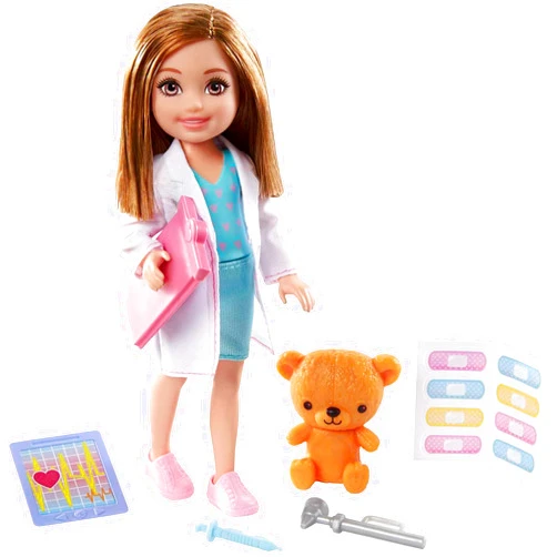 Barbie Doll & Playset with Brunette Chelsea Can Be Doctor Doll & Accessories Including Clipboard, Medical Tools & Bandage Stickers