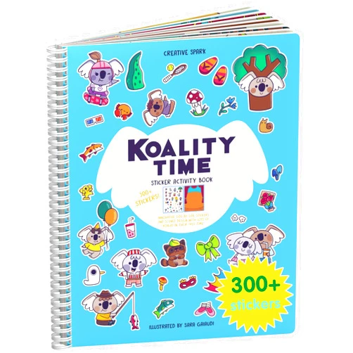 CUPKIN Koalas Sticker Book Activity for Kids, Toddler Airplane Travel Essentials, 300+ Koala Stickers for Kids + 8 Scenes + Coloring Book Pages, Koala Bear Lover Kids Gift, Kids Crafts for Ages 2-8