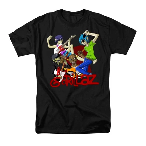 Gorillaz Shirt Men Womens Unisex Classic Comfort Shirts Short Sleeve Cotton Shirt Black X-Large
