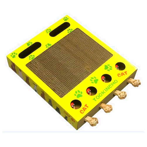 Tookincmo Updated Cat Enrichment Toy, 4 in 1 Cat Toy Box with Whack A Mole Cat Toy,Cat Spring Toy, Cat Scratching Board & Cat Ball Toy for Indoor Cats, Cat Interactive Toy for Physical Exercise & Entertained.