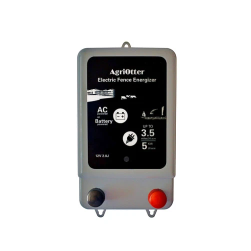 AgriOtter Electric Fence Energizer 20 Acre 2 in 1 Powered by Battery or AC Outlet 10000V 2J Pulse Electric