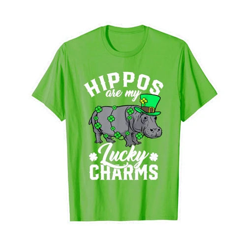 St Patty's Hippo Shop Hippos Are My Lucky Charms St Patricks Day Hippopotamus T-Shirt