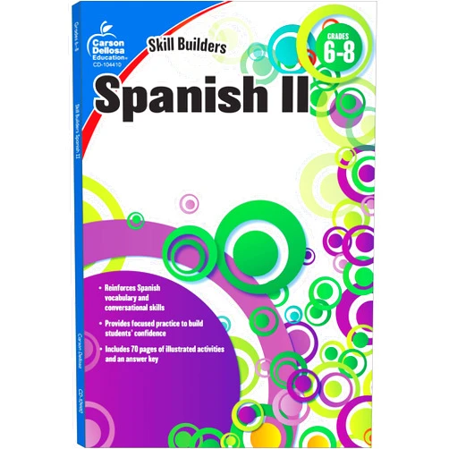 Carson Dellosa Education Carson Dellosa Skill Builders Grades 6-8 Level 2 Spanish Workbook, Vocabulary, Parts of Speech, Questions, and More, Middle School Classroom or Homeschool Curriculum