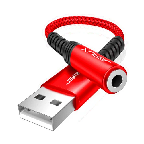 JSAUX USB to 3.5mm Jack Audio Adapter，USB to Audio Jack Adapter Headset TRRS 4-Pole Female, External Stereo Sound Card for Headphone, Mac, PS4, PC, Laptop, Desktops and More -Grey/0.6FT