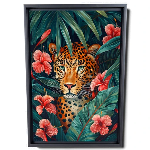 StoreUSA99 Maximalist Eclectic Fashionista Leopard Art Print, Boho Home Decor, Altered Animal Portrait, Pink Leopard Art Print, Vintage Floral Art, Cheetah Wall Art, Art Prints, Wall