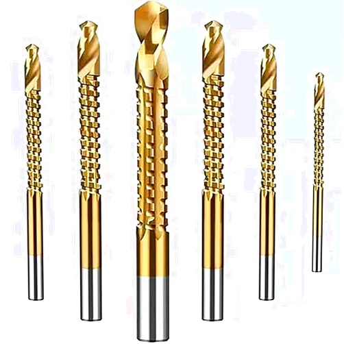 Ekoyeela Serrated Twist Drill Bits, 6PcsTitanium Coated HSS Drill Bit(3-8mm) for Woodworking Wood Metal Plastic - Fast, Efficient, and Durable - Includes Serrated Grooving, Cutting, Drilling and More