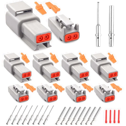JRready ST6330-2 Pin Connector 4 Kit, DTM Connector Kit with Size 20 Solid Contacts 20-22AWG 8Pairs, Waterproof Automotive Electrical Connectors for Cars, Motorcycle, Truck, Marine