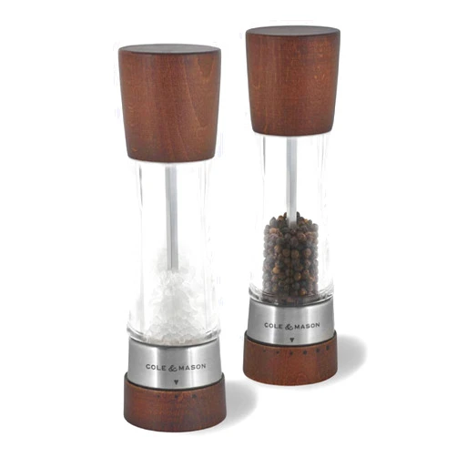 Cole & Mason Derwent Salt & Pepper Mill Gift Set - Salt and Pepper Grinders - Refillable Seasoning and Spice Tools - Adjustable Salt and Peppercorn Grinder Settings - Forest Wood