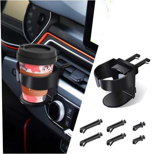 PACLVIO Car Cup Holder for Car Air Vent, Cup Holder, Adjustable Air Outlet Drink Mount Stand, Multi-Functional Beverage Holder Ashtray Bracket Universal for Cars Trucks with Horizontal Blade Vents