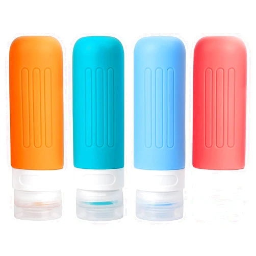 Meartchy 4 Pack Travel Bottles for Toiletries, 3oz Leak Proof Silicone Travel Size Toiletries Bottles, BPA Free Squeezable Travel Size Containers, TSA Approved Travel Essentials (Multicolor)