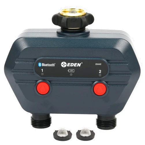 Eden 93442 2-Zone Bluetooth Water Timer for Smart Irrigation - Remote Control via App, Customizable Scheduling, and Water Delay Setting