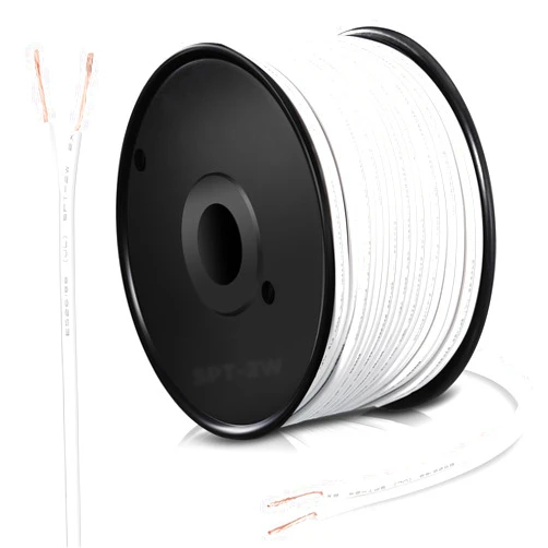 Tellegloww 250 FT SPT-2 Christmas Wire 18 Gauge Wire 2 Conductor Electrical Wire 18/2 Low Voltage Landscape Wire White Automotive Wire PVC Cover Copper Wire for LED Strips Lamp Lighting Marine
