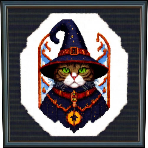 Artxfovy Stamped Cross Stitch Kits Beginners Full Range of Embroidery Starter Kits for Adults Printed Cross Stitching DIY Needlepoint Kit 11CT- (Cat Wizard 17.7x17.7 inch)