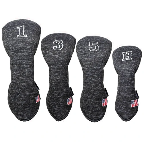 YuEagleSky Golf Club Head Covers (4PCS) Driver Fairway #3#5 Hybrid Space Cotton Black for Men Women