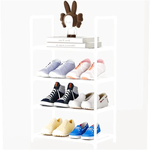 COAPUKT Small Shoe Rack,Stackable Shoe Stand Organizer Storage,Narrow Sturdy Shoe Shelf for Closet Entryway Hallway (4-White)