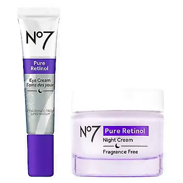 No.7 No7 Retinol Skincare Bundle - Includes Retinol Eye Cream (o.5 oz) and Retinol Night Repair Cream (1.69 fl oz) for Face - 2-Piece Retinol Skincare Set