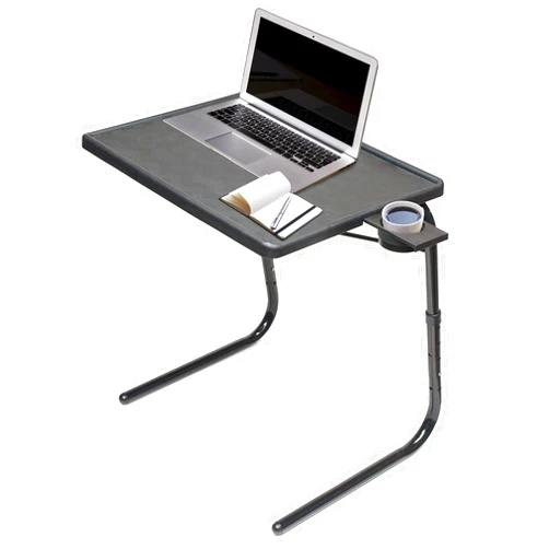 Table-Mate Table Mate II TV Tray Table - Folding TV Dinner Tray, Couch Table Trays for Eating Snack Food, Stowaway Laptop Stand, Portable Bed Dinner Tray - Adjustable TV Table with 3 Angles, Cup Holder, Black