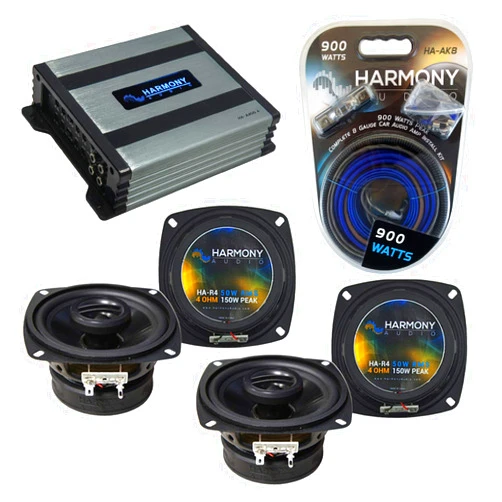 Harmony Audio HA-A400.4 Amp Bundle with (2) HA-R4 Speakers Compatible with Suzuki Sidekick 1996-1998 Factory Speaker Replacement