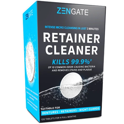Zengate Retainer Cleaner Tablets - Quick 3-Minute Clean for Dentures, Mouth Guards, Aligners, and Night Guards - 120 Dental Cleansing Tablets - FSA HSA Approved Dental Appliance Cleanser