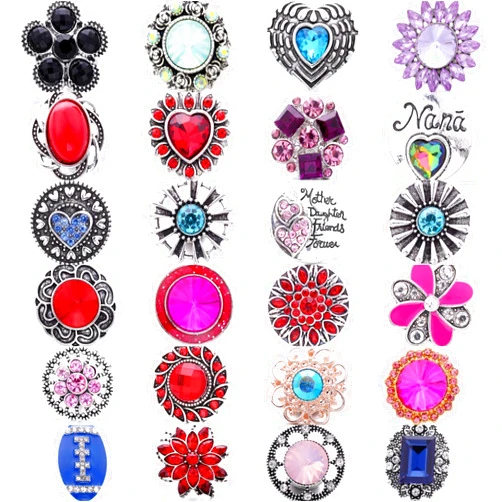 LKLDM 24PCS Mixed Style Rhinestones Snaps Jewelry Charms Ginger Buttons 18/20mm for Interchangeable Snaps Jewelry Making Women DIY Bracelets Necklaces Rings Brooch Accessories LNNZ24-023