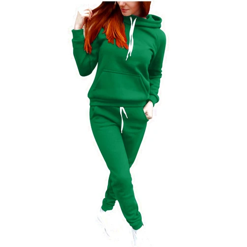 Piuwrlz Women's 2 Piece Sweatsuit Jogger Tracksuit Casual Solid Hooded Drawstring Sweatshirt Tops And Long Pants Set Suits