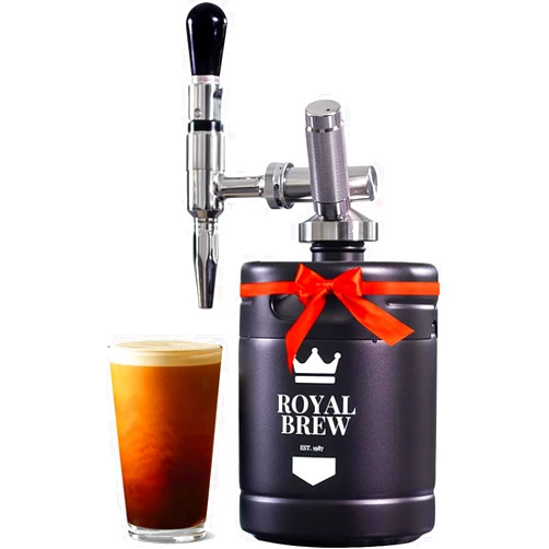 ROYAL BREW EST. 1987 The Original Royal Brew Nitro Cold Brew Coffee Maker - Gift for Coffee Lovers - 64 oz Home Keg, Nitrogen Gas System Coffee Dispenser Kit