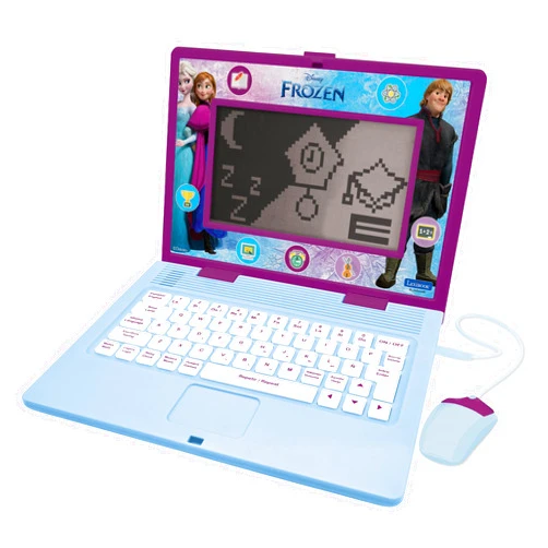 Lexibook, Frozen, Bilingual and Educational Laptop Spanish/English, Toy for Children, 170 Activities to Learn, Play Games and Music, Large Screen, Purple/Blue, JC599FZi2