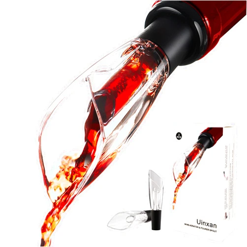 Uinxan 2-Pack Wine Air Aerator Pourer Spout-Pouring Improves Wine Taste Aroma,Premium Aerating Pourer and Decanter Spout,Wine Aireators Pourer,Wine Pourers No Drip,Gifts for Wine Lovers