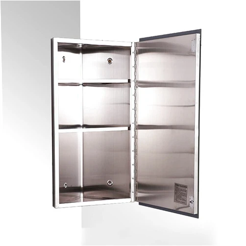 BDDIE Mirror Cabinet Stainless Steel Triangle Bathroom Corner Bedroom Corner Cosmetic Storage Cabinet with Mirror