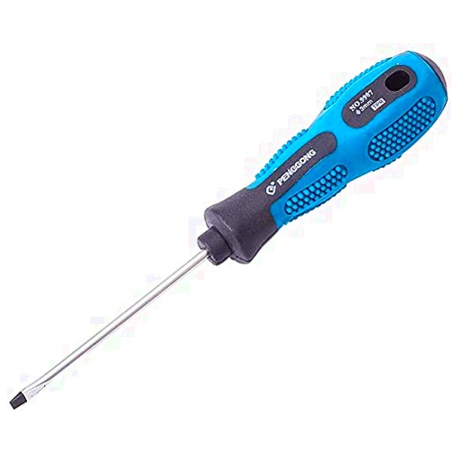 Hegebeck Slotted Flat Head Screwdriver Magnetic 3mm Tip Screwdriver with 100 mm Matt Chrome Plated Shaft,1 Pcs