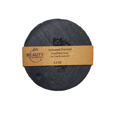Beauty By Francesca Handmade Activated Charcoal Soap Bar – Face and Body Bar Soap- 100% Natural and Organic Ingredients – for Acne and Oily Skin - for Men, Women 3 OZ