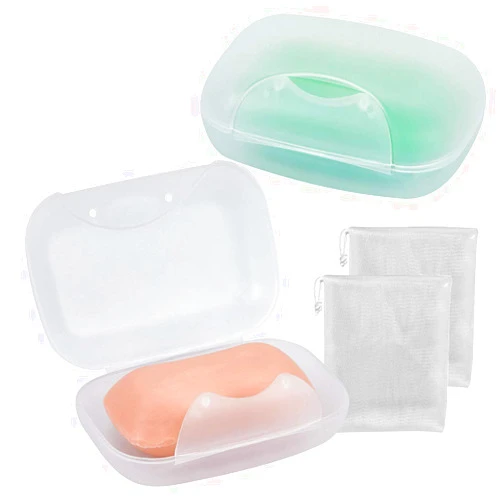 Vonpri Soap Box Holder, 2-Pack Soap Dish Soap Savers Case Container for Bathroom Camping Gym Vonpri (Clear)