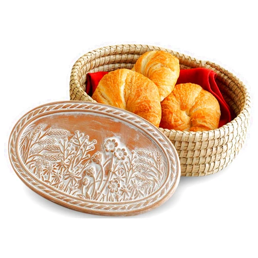 HofArtisan Bread Warmer Basket with Stone - Bread Baskets for Serving Rolls Warming Tortilla, Gift for Bakers Sourdough, Hostess Gifts New Home, Mom Dad Birthday