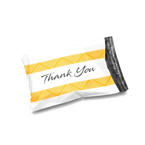 Shop4Mailers 10 x 13 Glossy White Decorative Thank You Plastic Poly Mailer Bags Waterproof Shipping Mailing Envelope 2 Mil for Apparel, Clothes, Shirts, Books – Permanent Adhesive Seal (100 Pack)
