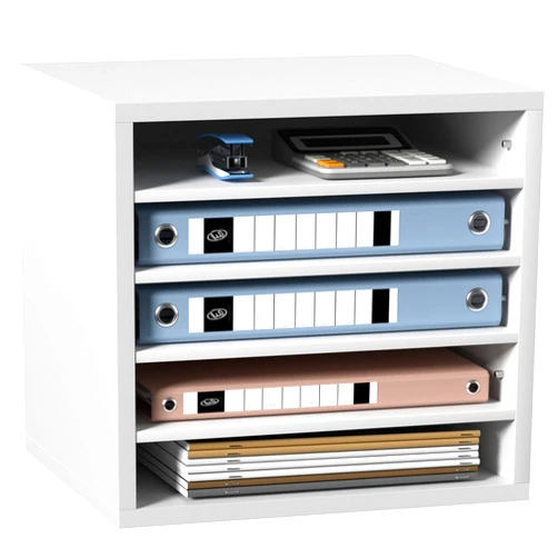 VEVOR Literature Organizers, 5 Compartments Office Mailbox with Adjustable Shelves, Wood Literature Sorter 13.9x12x13 inches for Office, Home, Classroom, Mailrooms Organization, EPA Certified, White