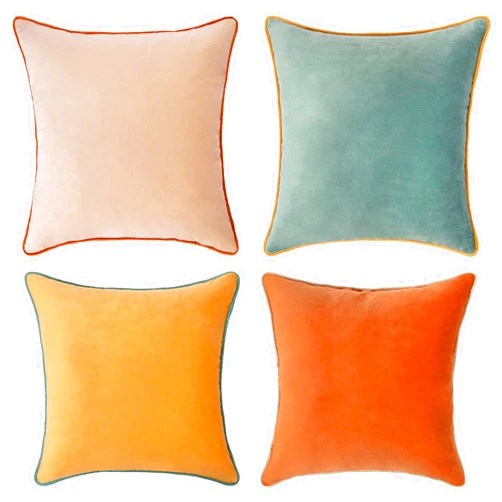 MONDAY MOOSE Decorative Throw Pillow Covers Cushion Cases, Set of 4 Soft Velvet Modern Double-Sided Designs, Mix and Match for Home Decor, Pillow Inserts Not Included (18x18 inch, Orange/Teal)