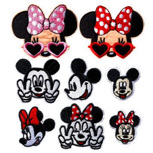 MUBAL 8pcs Cute Kids Cartoon Mouse Embroidery Patches Iron on/Sew on Anime Applique Embroidered Repair Patch Fashion Accessories Collection Gifts for Clothing Jacket Jeans Backpack Hat Vests