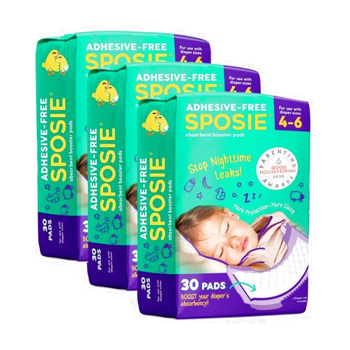 Select Kids Sposie Booster Pads, Stop Overnight Diaper Leaks, Adhesive-Free for Easy repositioning, Helps Reduce Nighttime Diaper Changes and Diaper Rash, Use with Sizes 4-6, 90 ct.