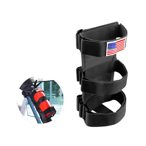 Ziciner Fire Extinguisher Holder 2.5-3LB Adjustable Roll Bar, American Flag Pattern Extinguishers Strap Bartact, Universal Car Accessories for Cars, SUVs, Trucks, and More (Black)