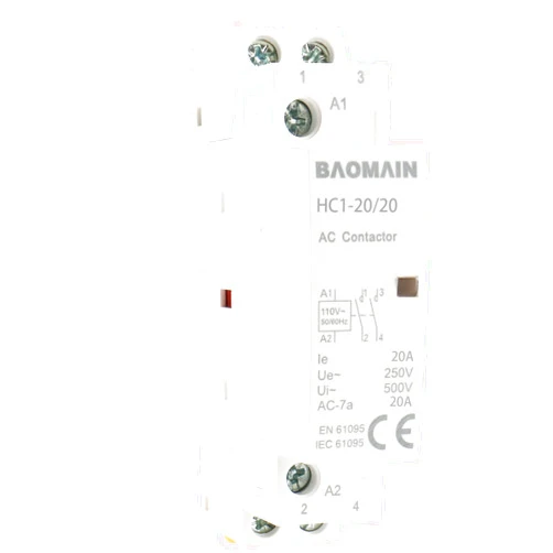 Baomain AC Contactor HC1-20/20 110V 20A 2 Pole 2NO Universal Circuit Control DIN Rail Mount