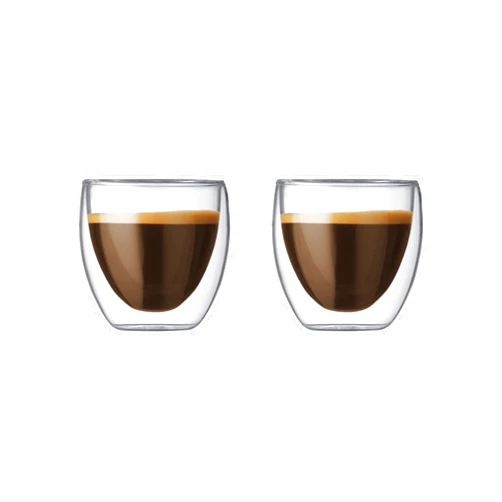 Bodum 2.5oz Pavina Double Wall High-Heat Borosilicate Glass, Set of 2, Clear