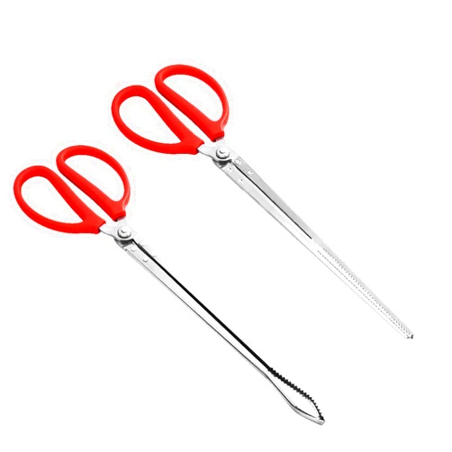 Pankousa 2PCS Reptile Feeding Tongs, Extended Stainless Steel Snake Feeding Tongs, Straight and Curved Feeding Tongs, can be used for Snakes, Reptiles, Bathtubs, Aquarium Terrarium Supplies（15 