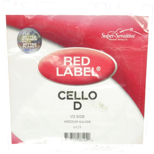Super Sensitive Red Label Cello D String 1/2 Medium