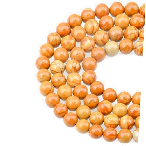 LPBeads 100PCS 8mm Natural Wood Veins Jasper Gemstone Round Loose Beads for Jewelry Making with Crystal Stretch Cord