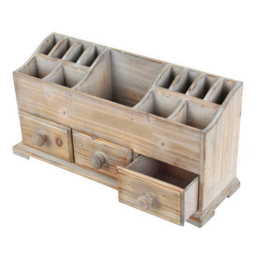 Creekview Home Emporium Wooden Cosmetic Storage - 3 Drawer Rustic Makeup Organizer for Beauty Products, Brushes, Jewelry