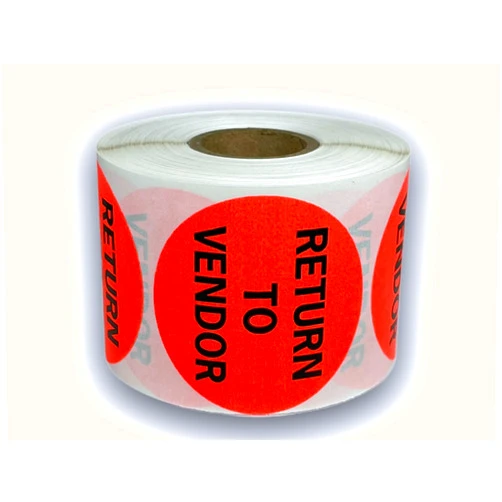 Labels and More Inc. Labels and More Return to Vendor Labels 2 inch Round Red Warehouse Inventory Stickers Self-Adhesive Pack of 500