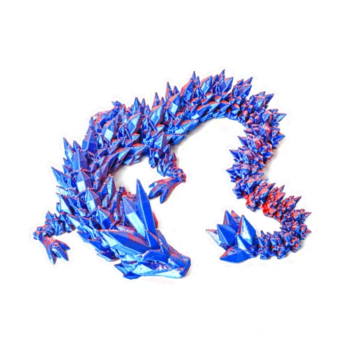 Flavery 3D Printed Crystal Dragon - 12inch Fidget Toy Dragon, Articulated Dragon, Office Desk Toy, Home Decor (Purple)
