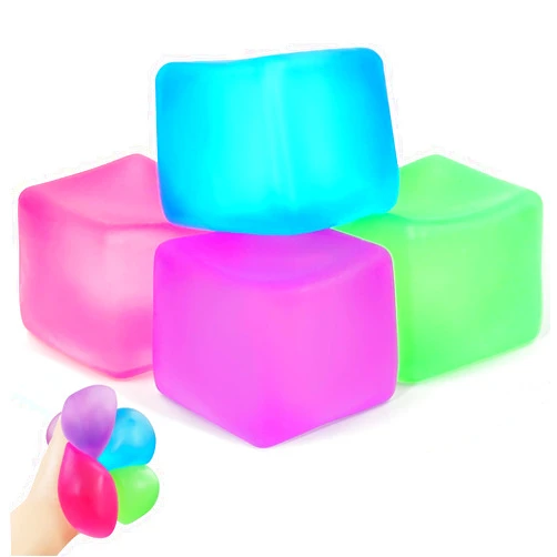 AYXXZJD 4 Pack Stress Cube,Sensory Fidget Toys for Anxiety Stress Relie，Slow Rising Ice Cube Stress Balls for Adults Kids，Classroom Prize Box Toys，Cube Squishies for Adults Kids Children Teens