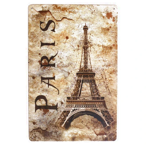 ARTCLUB Vintage Eiffel Tower Paris Metal Tin Sign Wall Decor