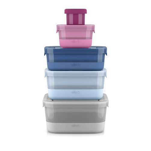 Ello Plastic Mixed Meal Prep 10Pc, 5 Pack Set- BPA Free Plastic Food Storage Containers with Silicone Boot and Airtight Plastic Lids, Dishwasher, Microwave, and Freezer Safe, Elderberry